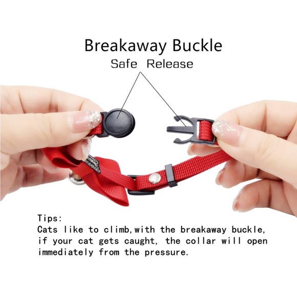 5for$10 Red Bell Cat Collar & Small Pet Collar Pet Accessories 10 Inches - Picture 6 of 8